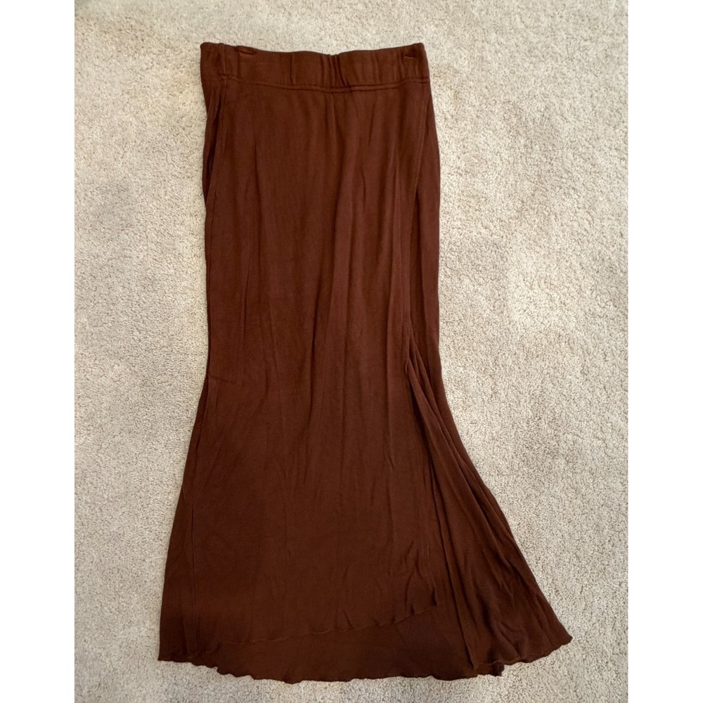 7 For All Mankind Skirt Women Small Ripped Brown Slit Maxi
